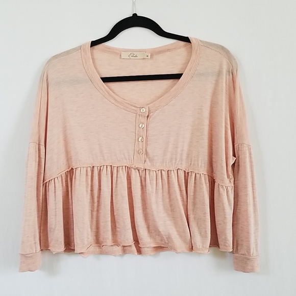 Anthropologie Tops - 5/$30 Anthropologie Elodie Pink Peplum Crop Top